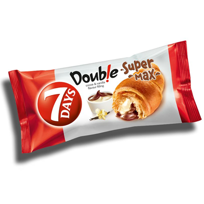 7 DAYS Croissant Double Super Max Ciocolata & Vanilie 110 g - WALTI