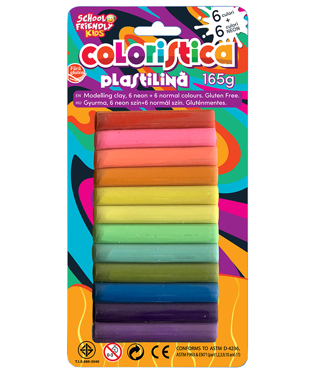 SCHOOL FRIENDLY COLORISTICA Plastilina 12 Culori 171 g