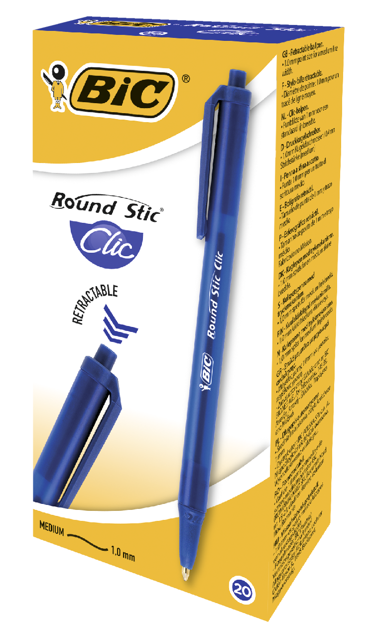 BiC Round Stic Click Pix Albastru 20 bucati