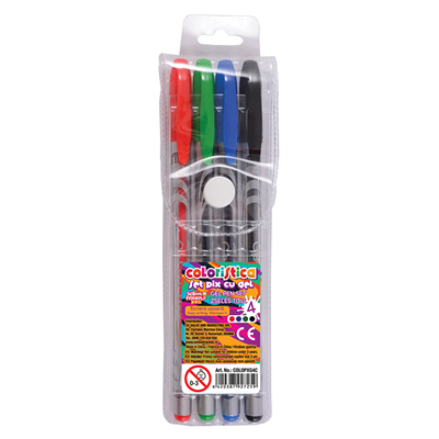 SCHOOL FRIENDLY COLORISTICA Pix cu Gel Diverse Culori 4 bucati