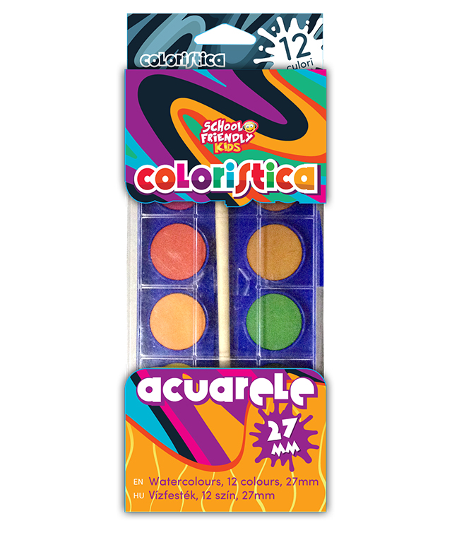 SCHOOL FRIENDLY COLORISTICA Acuarele 12 Culori 141 g