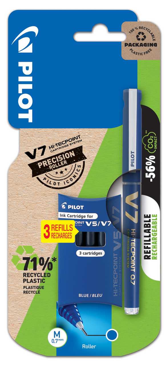 PILOT V7 Roller Hi-Tecpoint + Rezerva Albastru