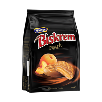 BISKREM Biscuiti cu Crema de Piersica 160 g - WALTI