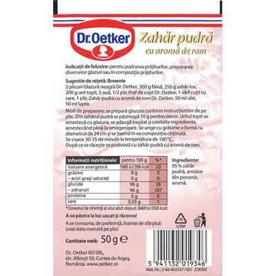 Dr. Oetker Zahar Pudra cu Aroma de Rom 50 g - WALTI