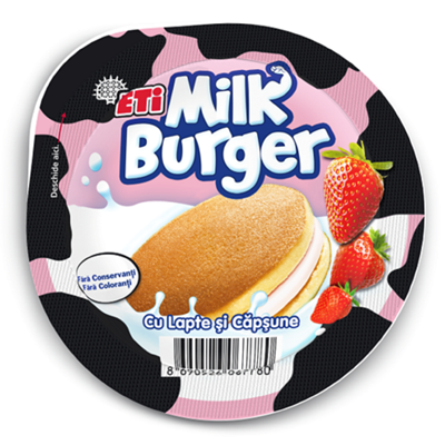 ETi Milkburger Prajitura Capsune & Lapte 35 g - WALTI