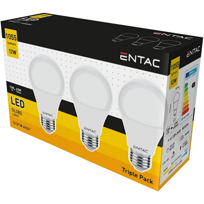 ENTAC Bec Led E27 12W 3 bucati