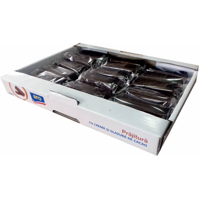 Prajitura cu Crema cu Aroma de Vanilie si Glazura Cacao 50 g