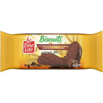 Fine Life Biscuiti cu Cereale si bucati de Ciocolata 50 g - WALTI