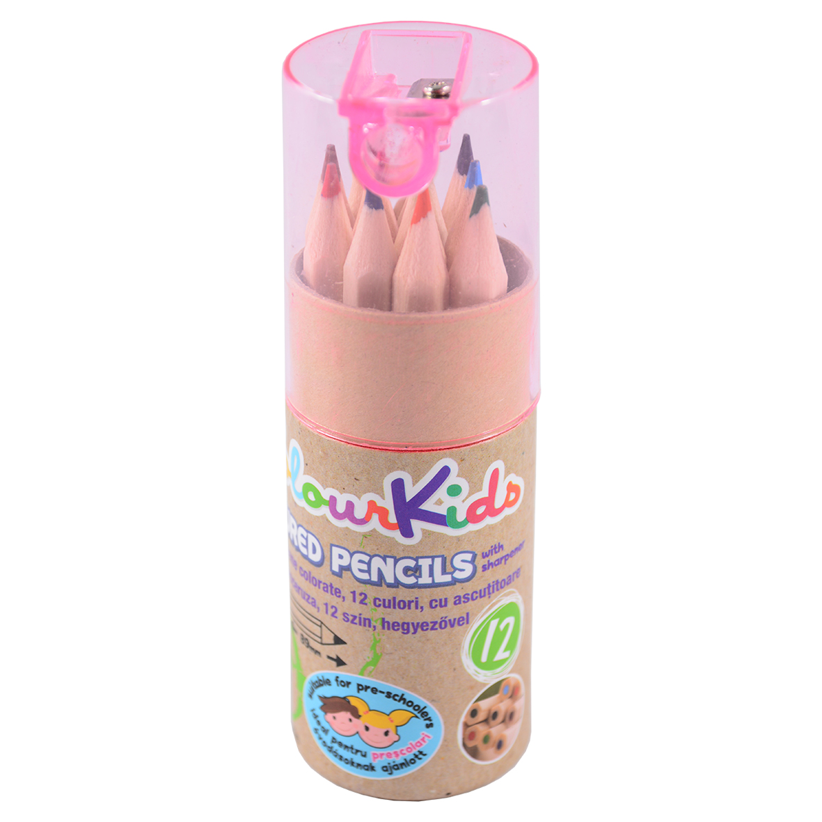 SCHOOL FRIENDLY COLORISTICA Set 12 Creioane Colorate Hexagonale cu Ascutitoare