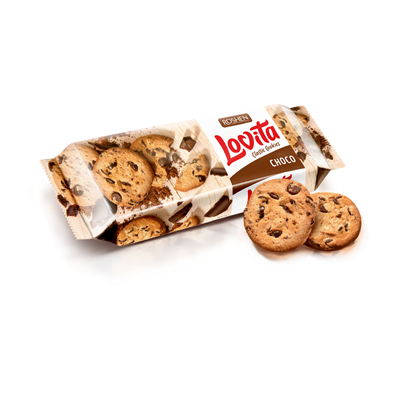 ROSHEN lovita Biscuiti cu Cacao si Bucati de Glazura de Ciocolata cu Lapte 150 g - WALTI