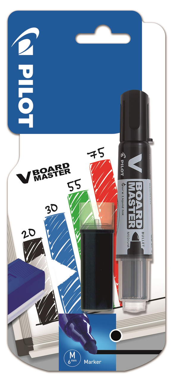 PILOT Marker Tabla Negru + Rezerva