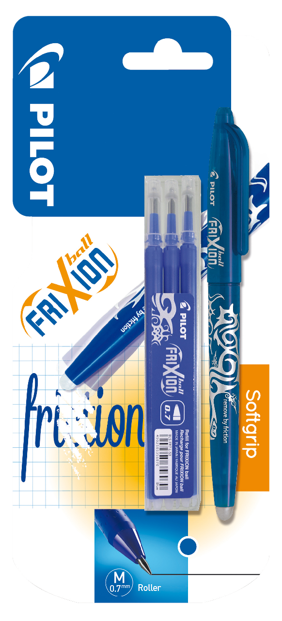 PILOT Frixion Roller Albastru 0,7 mm + 3 Rezerve Albastru