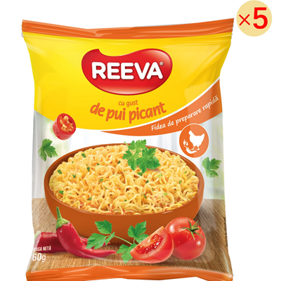 REEVA Fidea Instant cu Gust de Pui Picant 5 x 60 g