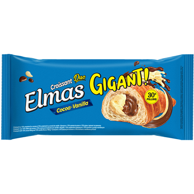 ELMAS Gigant Croissant cu Umplutura de Cacao si Vanilie 160 g