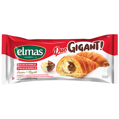 ELMAS Gigant Croissant cu Umplutura de Cacao si Vanilie 160 g - WALTI