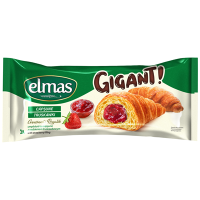 ELMAS Gigant Croissant cu Umplutura de Capsuni 160 g - WALTI