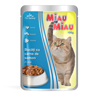 MIAU MIAU Hrana pentru Pisici cu Somon in Sos 100 g