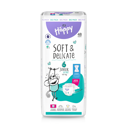 HAPPY Soft & Delicate Junior 48 bucati Scutece Nr. 6