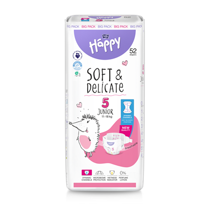 HAPPY Soft & Delicate Junior 52 bucati Scutece Nr. 5
