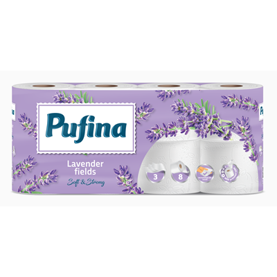 PUFINA 8 Role Hartie Igienica in 3 Straturi cu Parfum de Lavanda - WALTI