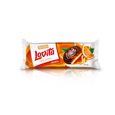 ROSHEN lovita Biscuiti cu Jeleu de Portocale 50% 135 g - WALTI