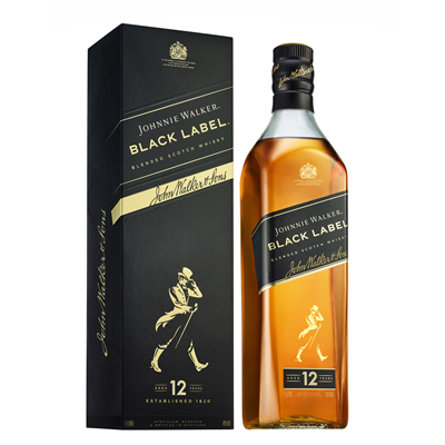 JOHNNIE WALKER BLACK LABEL Blended Scotch Whisky 40% SGR 1 L - WALTI