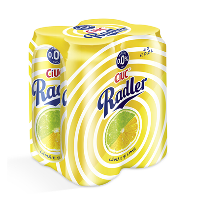 CIUC RADLER Bere cu Aroma de Lamaie 0% Alcool Doza SGR 4 x 0,5 L - WALTI