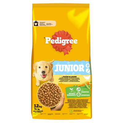 Pedigree Hrana Uscata Caini Juniori Pasare & Legume M/L 12 Kg