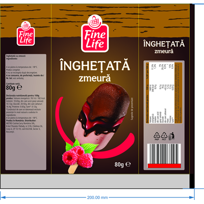 Fine Life Inghetata Zmeura 80 g ❄