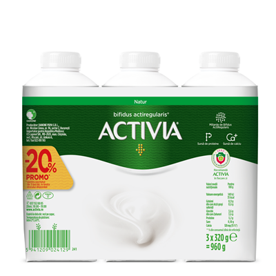 ACTIVIA Iaurt de Baut Natur 0,9% Grasime 20% Discount 3 x 320 g