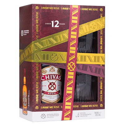 CHIVAS 12YO Regal Pachet Whiskey 40% + 2 Pahare SGR 0,7 L - WALTI