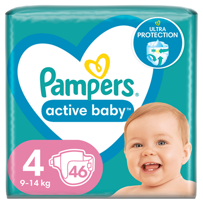 Pampers active baby Scutece Marimea 4 9-14 Kg 46 bucati