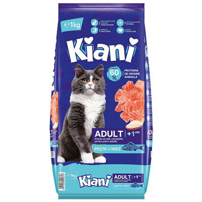 Kiani Adult Hrana Uscata pentru Pisici cu Peste si Orez 1 Kg