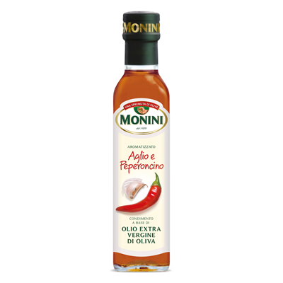 MONINI Condiment cu Ulei Extravirgin Aromatizat Usturoi & Chili 250 ml - WALTI