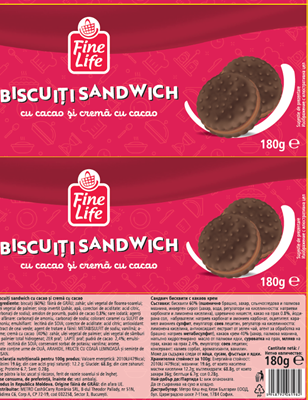 Fine Life Biscuiti Crema Aroma Cacao 180 g