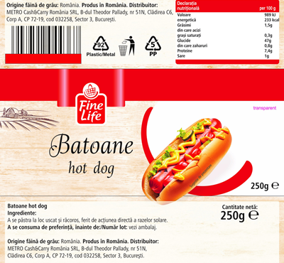 Fine Life Batoane Hot Dog 250 g