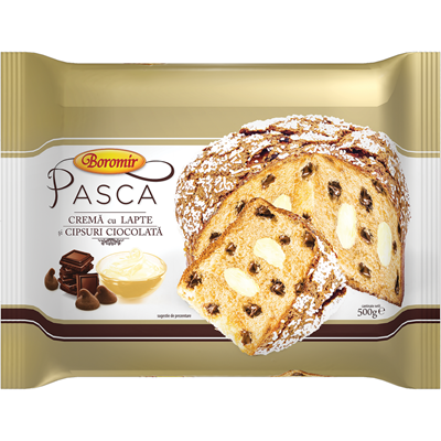 Boromir Pasca Crema Lapte si Cipsuri Ciocolata 500 g