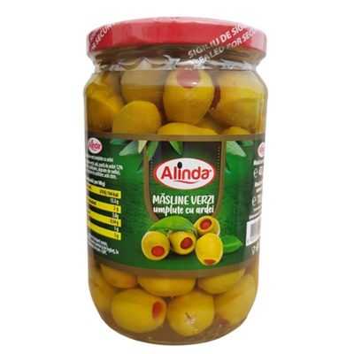 Alinda Masline Verzi cu Ardei 400 g