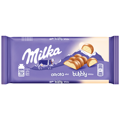 milka Ciocolata Aerata cu Lapte si Crema Ciocolata Alba 95 g