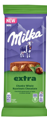 milka Ciocolata Lapte si Alune Intregi 190 g