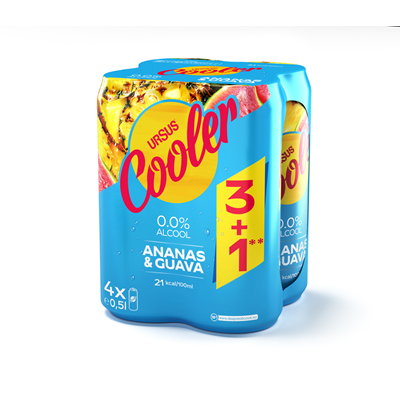 URSUS Cooler Ananas si Guava 0% Doza SGR 3+1 x 0,5 L