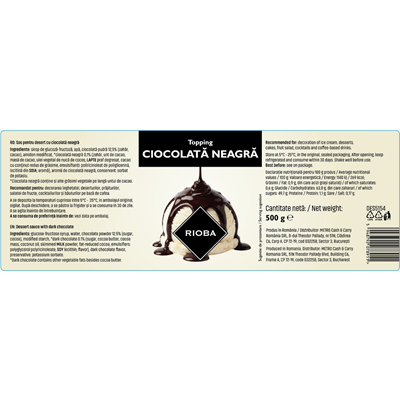 RIOBA Topping Ciocolata Neagra 500 g