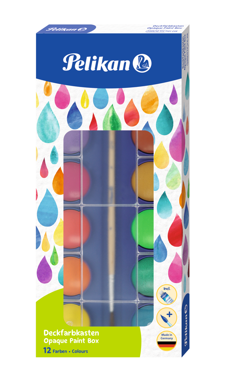 Pelikan Acuarele 12 Culori + Alb de Zinc + Pensula