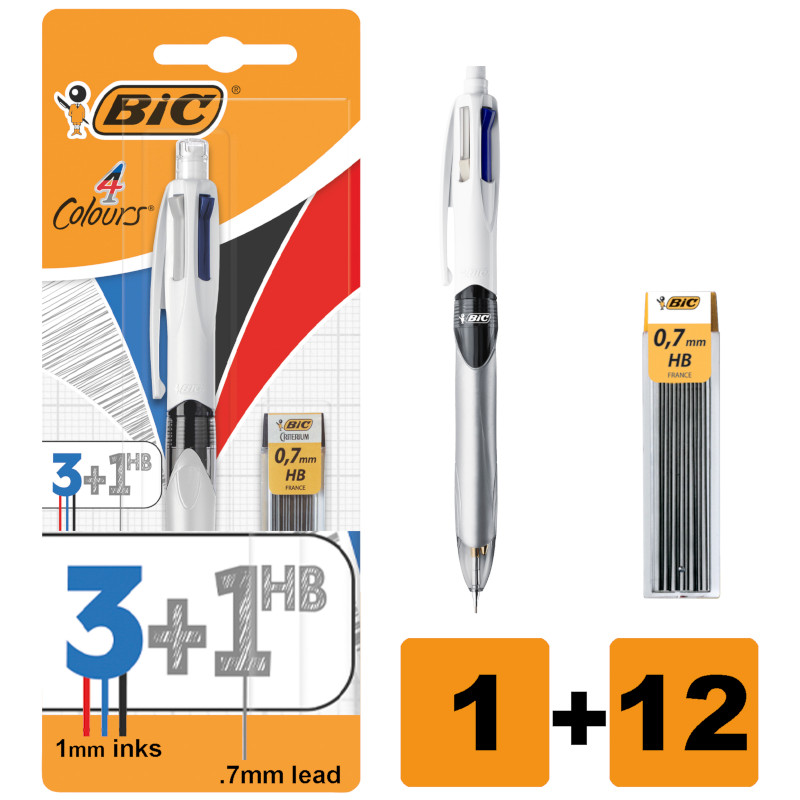 BiC 4 Colours Pix 3 Culori + 1 HB + Set Mine