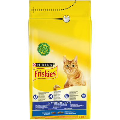 Friskies Hrana Uscata Pisici Sterile Somon si Legume 1,5 Kg